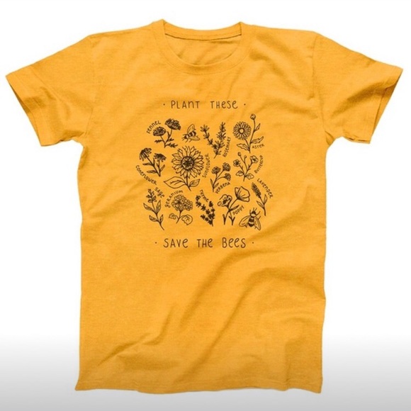 Tops - Yellow Save the Bees Graphic Tee